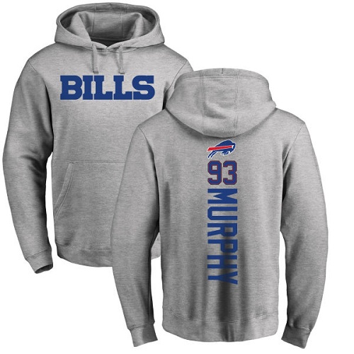Men NFL Buffalo Bills 93 Trent Murphy Ash Backer Pullover Hoodie Sweatshirt